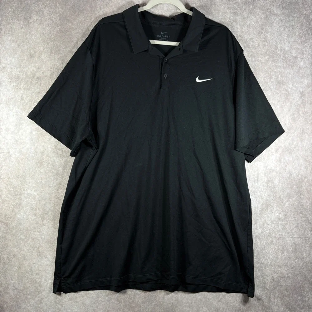 Nike Polo Shirt Mens Size 3XL Black Dri-Fit Golf Short Sleeve Swoosh Performance